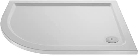 nuie NSR108 Trays Modern Bathroom Slip Resistant Left Hand Offset Quadrant Shower Tray, 800mm x 1000mm, Matt White