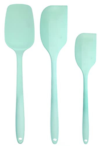 Cuisine Spatule Maryse Patisserie Silicone Spatule Maryse Souple Résistantes à Chaleur- Ustensiles en Silicone Lot de 3 SET (Bleu Ciel)