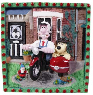 OPO 10 Wallace und Gromit 3D-Rahmen 8x8 cm in Resin - Stop-Motion-Animation Nick Park