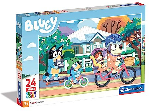 Clementoni 24234 Supercolor Bluey – 24 Maxi Teile Kinder 3 Jahre, Puzzle mit Cartoons, hergestellt in Italien, Mehrfarbig