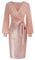 GRACE KARIN Femme Noël Robe Crayon à Col en V de Cocktail à Manches Longues avec Ceinture L Rose Clair
