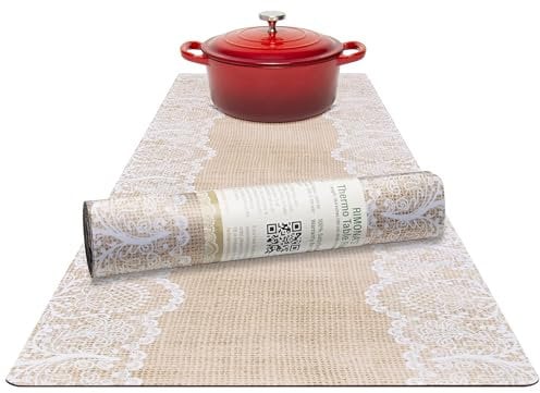 RIMONA'S - Thermo Heat Resistant Table Runner and Trivet for Hot Dishes Waterproof Hot Plates to Protect Table and Countertop Kitchen & Dining 350F Heat Protector 40 The Everyday Jute Lace