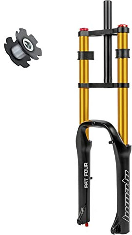 RUJIXU Forchette Grasse 20 Pollici 4.0 Freno A Disco Dritto 1-1/8 BMX MTB Forcella A Sospensione Pneumatica Blocco Viaggio Regolazione Smorzamento DH E-Bike Forcella Mountain Bike Corsa 160mm
