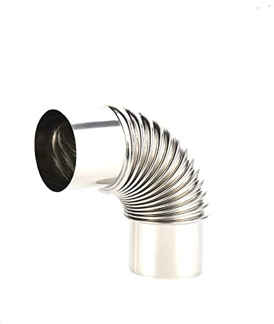 Rostfreier Rohrbogen,Knie Heizung Bogen 90° ,Ofenknie Bogen ,Winkelrohr Ø 60mm, 70mm, 80mm, Hitzebeständiges Rauchrohr für Öfen, Bogen Kaminrohr Standard, Silber