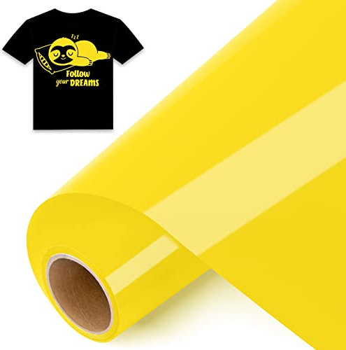 IModeur Plotterfolie Textil Gelb – 30,5 x 244 cm Flexfolie Plotter Textil Gelb für Silhouette Cameo, Textilfolie für Kleidung, Mützen, Hosen, andere Stoffe