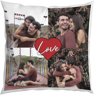 Kissen mit Foto mit Bild-bedrucken lassen - Personalisiertes Kissen - Fotodruck - selbst gestalten - individuell - Kissen mit Füllung und Reißverschluss - 40x 40 cm-Waschbar-Herz-Liebe(Pärchen Kissen)