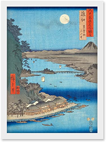 Artery8 Lake Biwa, Ishiyama Temple Omi Province Utagawa Hiroshige Japanese Woodblock Artwork Framed Wall Art Print A4