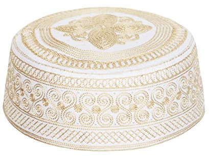 IBLUELOVER Muslimisch Hut Männlich Gebetshut Islam Mütze Türkisch Arabien Cap Ramadan Kappe Bestickte Gebetsmütze Mann Muslim Kopfbedeckung Eid Deko Herren Beanie Mütze