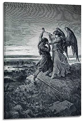 Gustave Dore Poster, Motiv: Jacob Wrestling mit dem Engel, 30 x 45 cm