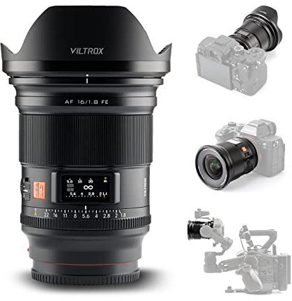 Viltrox AF 16mm F1.8 Vollformat Objektiv für Sony E Mount, Weitwinkel Autofokus Digital DF Kameraobjektiv, mit LCD-Bildschirm Anpassbare Taste AF/MF-Schalter Für Sony E Mount-Kameras