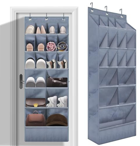 YOKMIVEM Schuh-Organizer zum Aufhängen über der Tür, mit großer Tasche, Schuhregal für Kleiderbügel, Schuhhalter, Schuhregal, Organizer für Wand, Schuh-Organizer über der Tür, mit 17 Taschen (Gery)