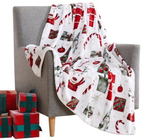 Serafina Home Christmas Holiday Throw Blanket: Velvelty Soft, Durable Fleece Accent for Bed or Couch (Nutcracker and Reindeer, 50 x 60 inches)