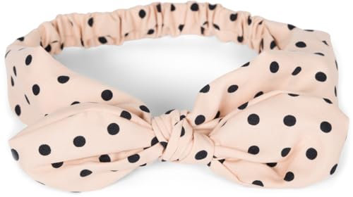 styleBREAKER Damen Haarband mit Punkte Muster, Schleife und Gummizug, Stirnband, Headband, Pinup, Rockabilly, Haarschmuck 04026036, Farbe:Beige-Schwarz