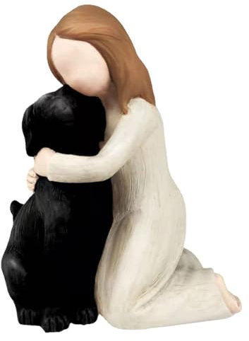 Lrtzizy Love My Dog Figurine Statue - Angel Friendship Remembrance Gift - Sculpted Hand-Painted Figure for Dog Lovers - Black, Easy to Use