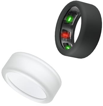 BandSmith Silikonringabdeckung, kompatibel mit Oura Ringschutz, elastische Hülle für Oura Ring Gen 4/3 Workout – patentiert geschützt (schwarz + transparent, M für 11/12/13)