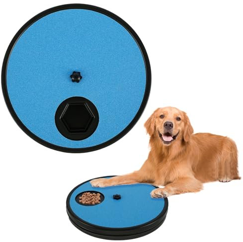 2 -in-1 Dog Nail Scratch Board with 6 Snack Compartments, Rotating Round Dog Nail Scratchboard, Removable Non-Slip Dog Nail File Board, Dog Nails Clippers for Pets Nail Care(blue)