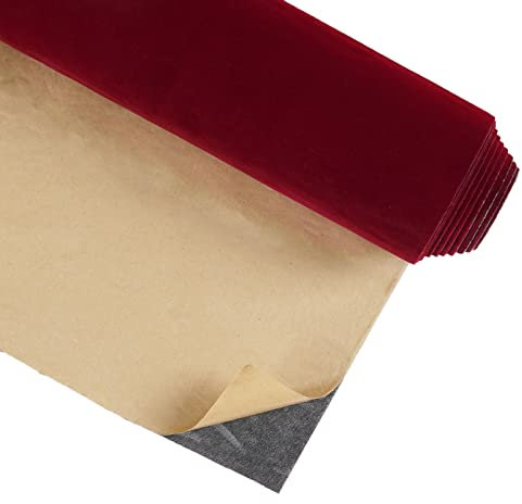 CRE8TIVE Dark Red Velvet Wallpaper 30cm x 900cm Red Felt Self Adhesive Wallpaper Vintage Flocking Cloth Contact Paper for Jewellery Box Cupboard Girls Bedroom Vinyl Wrap Art Deco