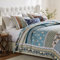 Greenland Home Thalia Bettwäsche-Set aus Baumwolle mit Samtverzierung, wendbar, 3-teilig, King/Cal King Size, Blau