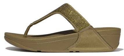 Fitflop Sandales Lulu pour femme ornées de cristaux, Vert camouflage métallisé, 38 EU