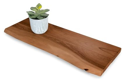 SAM Wandregal Amanda, Akazienholz massiv, nussbaumfarben & lackiert, Holzregal/Steckboard mit Baumkante, 70x20 cm Regal