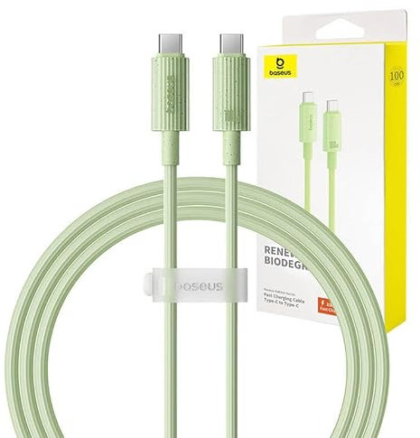 Baseus - Cable de carga rápida USB-C a USB-C serie Hábitat 1m 100W - Verde
