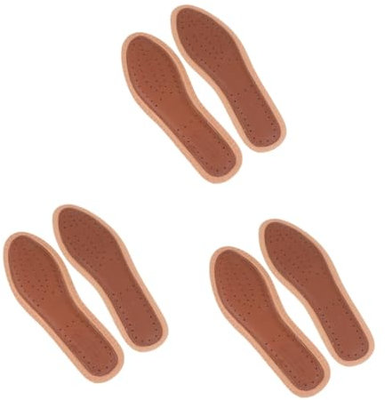 minkissy 3 Paar Bambuskohle Einlegesohlen Leder Einlegesohlen Dämpfende Schuhpolster Stoßdämpfende Schuhpolster Schweißabsorbierende