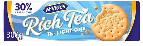 McVities Rich Tea Light Biscuits, 300g, The Classic One, No Hydrogenated Vegetable Oil, No Artificial Colours or Flavours, Suitable for Vegetarians