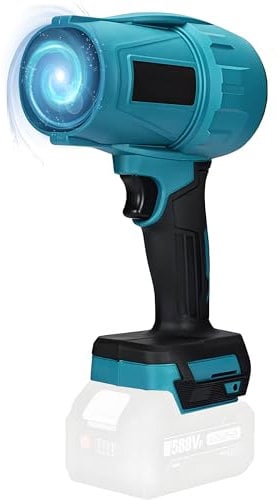 Turbo Gebläse für Makita Akku 18V, 576 km/h Jet Fan, 28000RPM Bürstenloser Laubbläser Akku Stufenlose Geschwindigkeitsregelung für Laubblasen Auto Trockner (Blau Ohne Batterie)