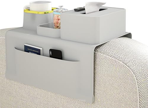 Elegauit Couch Cup Holder Tray, Silicone Sofa Armrest Drink Holder, Anti-Spill Anti-Slip Couch Arm Tray for Cellphone, Snacks and Remote, Dirt-Resistant