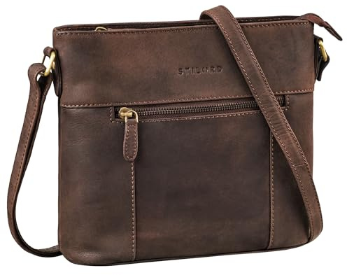 STILORD Medina Elegante Handtasche Damen Mittelgroß Leder Umhängetasche Vintage Schultertasche für Frauen Abendtasche Freizeit-Tasche Crossbody Bag Damen Echtleder Farbe:Muskat - braun