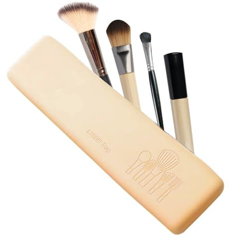 Custodia Pennelli Trucco | Porta Make Up da Viaggio | Organizer Trucchi | in Silicone 21 cm | Colore (Champagne)