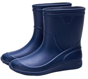 Stivali da pioggia da uomo, neri, impermeabili, a metà polpaccio, leggeri, alla moda, comodi, da giardino, W 67 Blu, 39 EU