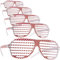 dressforfun retro Brille, Party Sonnenbrille, zweifarbig, für 90er Jahre Party, Oktoberfest, Ballermann Mottopartys, Fotobox Accessoires, Festival Gadget - Gitterbrille rot/weiß, 5er Set