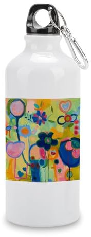 HKMNTGD Leak Proof Water Bottles Mens Bright Light Yellow Printed Travel Aluminum Sport Water Bottle Great for Gym Or Outdoor Sports Like Hiking Camping And Cycling