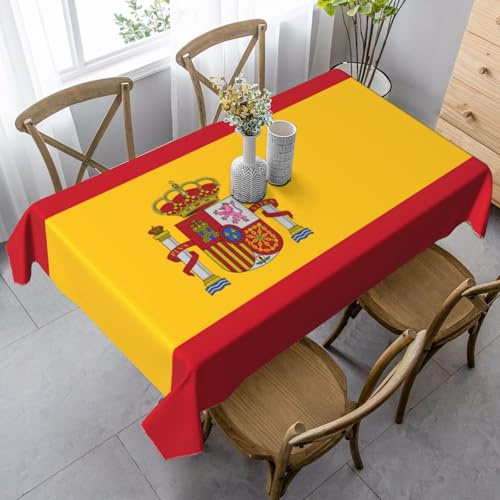 JEJEA Rechteckige Tischdecke mit spanischer Flagge, knitterfrei, weiche Tischdecke für Esszimmer, Weihnachten, Raumdekoration