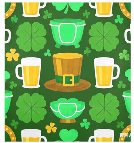 St. Patrick’s Day Beer Clover Green Magnetic Cover Reusable Fridge Wraps Magnetic Panel Magnetic Cover Holiday Decor 23x26in