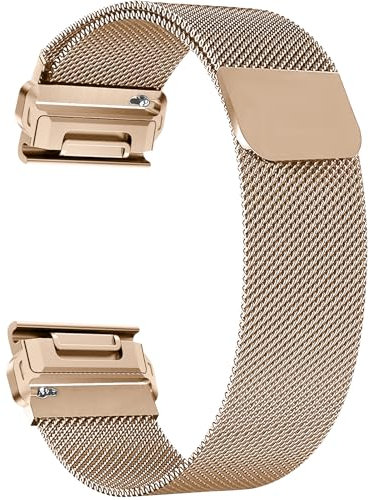 ZoRoll 20mm QuickFit Bracelet Compatible avec Garmin Fenix 8 43mm/Fenix 7S Pro Solar/7S/6S/5S, Inoxydable Metal Sangle de Remplacement magnétique pour Garmin Descent Mk3S/Mk2S - Or Rose(L)