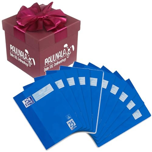 Oxford Schulheft A4, 16 Blatt, Lineatur 25, liniert inkl. Überraschungsgeschenk von Paulnala.de (10, Blau)