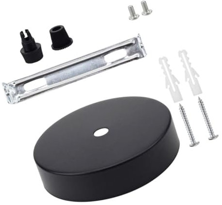 DOITOOL Plaque De Plafond Ronde Noire 100mm x 20mm En Fer Et Plastique Kit De Rosace De Lustre Diy Suspendre Intérieure Cache-trou De Plafond Pour Luminaire Pièce Unique Pour Montage Facile