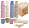 Caffetti Set 500 Bicchierini Caffè + 500 Palette - Bicchieri 75 ml 2,5 oz in Carta Colorati e Palettine Usa e Getta Riciclabili, per Ristoranti, Ufficio, Asporto, Bar, Espresso