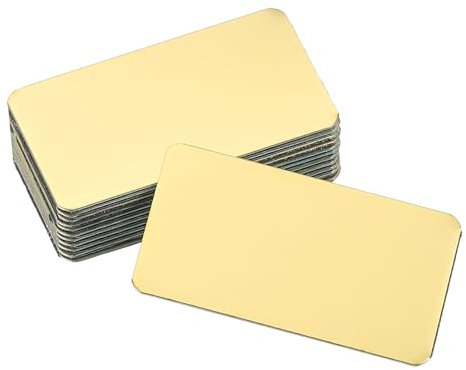 sourcing map 12 Pcs Blank Name Plates, 1.6 x 0.9 Engraved Metal Name Plate Laser Strong Adhesive Nameplate Anodized Aluminium Custom Blank Plates for Signs DIY Crafts, Gold