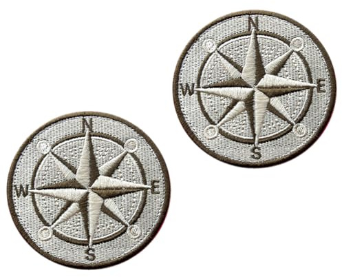 2 PCS Compass Patches Tactical Embroidered Badge Patch for Clothes,Backpack,Jacket,Jeans,Vest,Armband,Pouch,Hat,Bag,Biker,Uniforms, Hook and Loop Emblem Applique