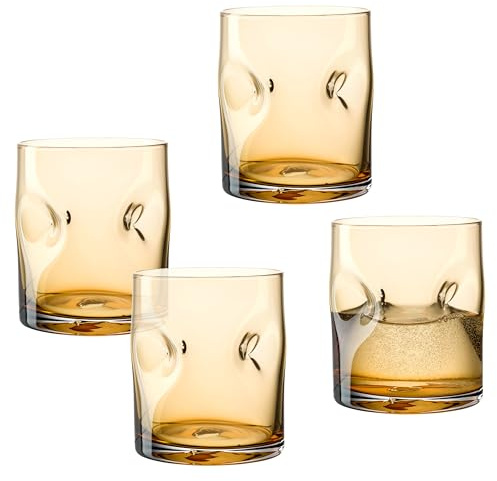 LEONARDO HOME VESUVIO Trinkglas • 4 Stück • 4 Farbgläser • Blaseneinschlüsse • Strukturoptik • Charakterstark • Getränkeglas • Wasserbecher • Softdrinks • Spülmaschinengeeignet • 300 ml • 077371