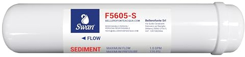 Filtro in Linea per Impianti ad Osmosi - Sedimenti - 12 Pollici 1/4 filetto - Alta Qualità (F5605-S) - Elimina Torbidità e Particolato