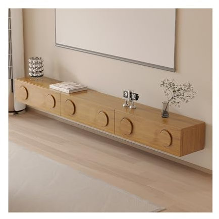 SONGYL-20249 Mobile per TV Mobile TV sospeso Minimalista, Centro di intrattenimento a Parete con 2 cassetti, Console multimediale Consolle TV(Natural,180x24x20cm)