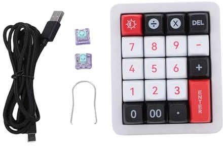 Yanmis Wired USB C Numerische Tastatur, Makro -mechanischer Numpad mit RGB -Hintergrundbeleuchtung, Red Switch Hot Swappable 19 Tasten Programmierbares Num -Pad für Laptop -PC -Desktop (White)