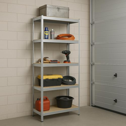 Home Treats Shelving Units Heavy Duty Garage Shelves 5 Tier Storage Racking For Warehouse Office Workshop Shed Boltless (1, Silver)