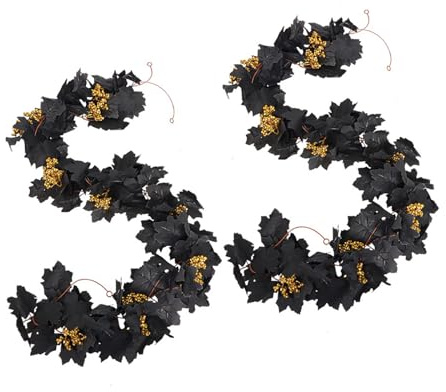 Illkjasfc Doppie Ghirlande Acero Artificiale Resistente alle Intemperie Raccolto Autunnale Decorazione per Scale con Mensola Halloween Decorazioni Durevoli per Raccolti Halloween