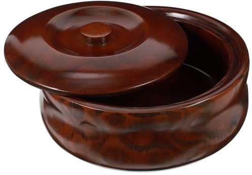 GLEAVI Tazón de Madera para Aperitivos Material Madera Natural Caja de Snacks y Color Café con Tapa, Tamaño 22-23x7,5 Cm Recipiente Ligero Adecuado para Hogar y Tienda para Frutas