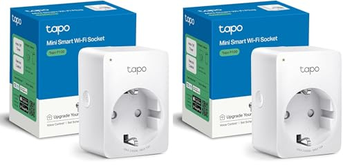 TP-Link TAPO P100 - Wi-Fi Mini Smart Plug, ideal para agendar ligar/desligar y economizar energía, compatible con Alexa y Google Home, cor branca (Paquete de 2)